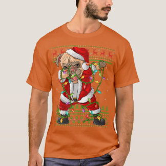 Camiseta Dabbing Pug Dog Xmas Luces Fundadosamente Pug Sant