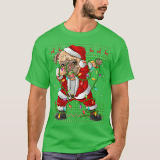 Camiseta Dabbing Pug Dog Xmas Luces Fundadosamente Pug Sant