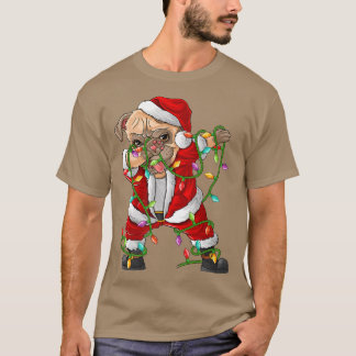 Camiseta Dabbing Pug Dog Xmas Luces Funny Pug Santa Christ