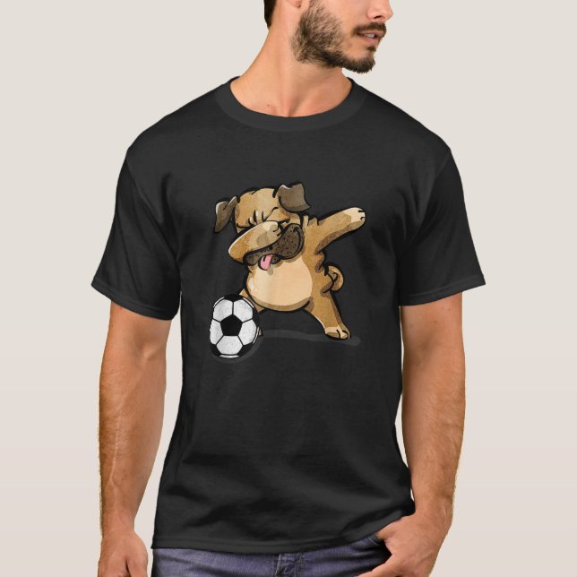 Camiseta Dabbing Pug Funny Perro Amantes del Fútbol Pug L (Anverso)