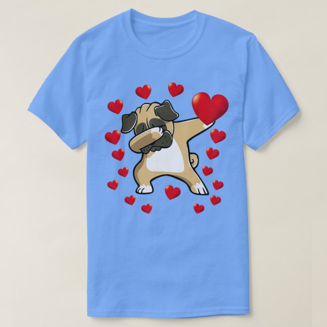 Camiseta Dabbing Pug Heart Día de San Valentín Niños niños  (Diseño del anverso)