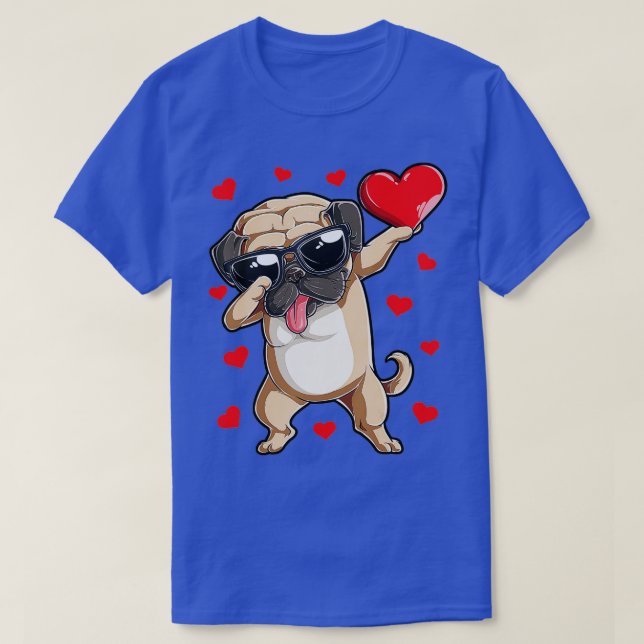 Camiseta Dabbing Pug Heart Día de San Valentín Niños niños  (Diseño del anverso)