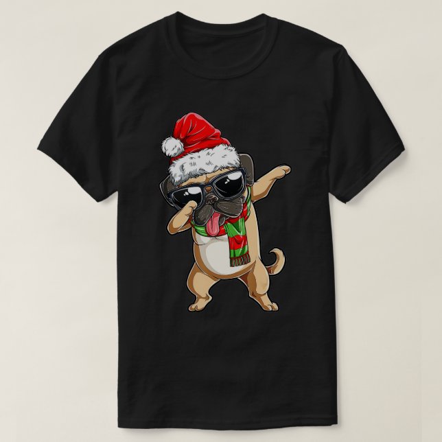Camiseta Dabbing Pug Santa Christmas Gift Kids Boys Girls P (Diseño del anverso)