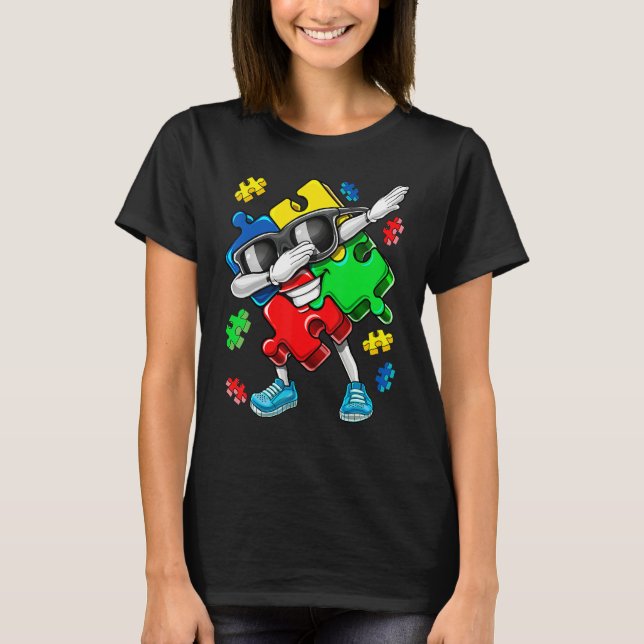 Camiseta Dabbing Puzzle Piece Kids Boys Girls Autism Awaren (Anverso)