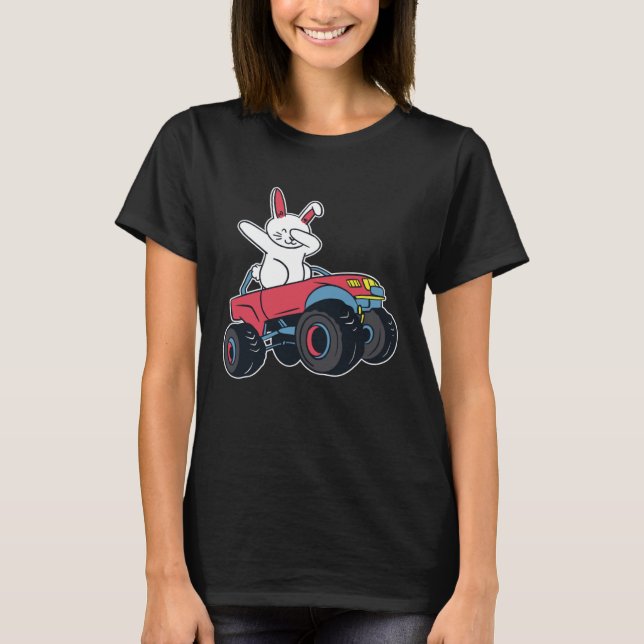 Camiseta Dabbing Rabbit Truck Racer Cute Easter Bunny Holid (Anverso)