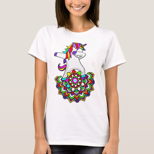 Camiseta Dabbing Rainbow Unicorn - Mandala Dab (Anverso)