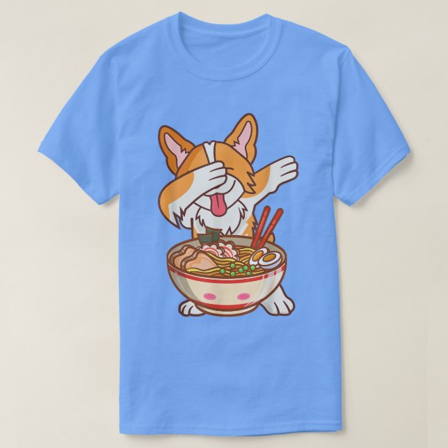 Camiseta Dabbing Ramen Anime Divertidos fideos Kawaii Perro (Diseño del anverso)