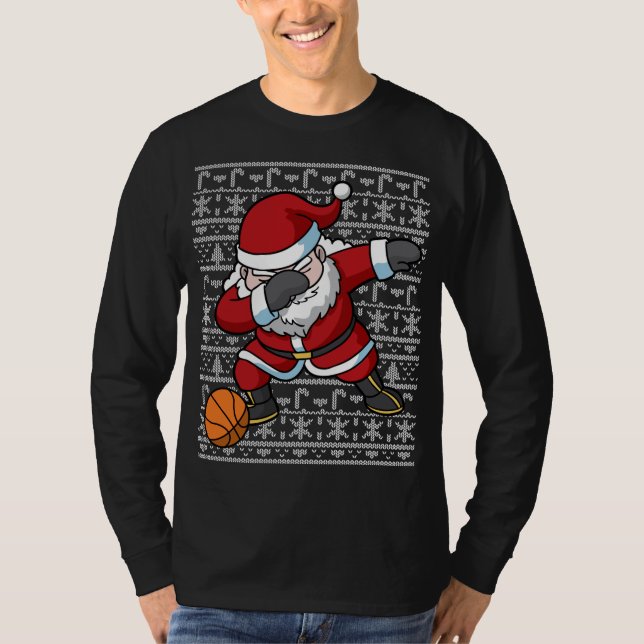 Camiseta Dabbing Santa Basketball Navidades feos sudadera (Anverso)