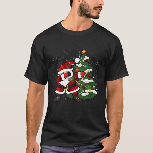 Camiseta Dabbing Santa Christmas Tree Enfoca Navidad Tee (Anverso)