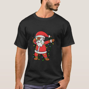 Camiseta Dabbing Santa Christmas Tree Light Funny Xmas Long