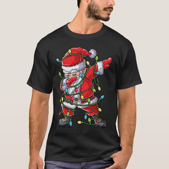 Camiseta Dabbing Santa Christmas Tree Lights Xmas  Boys Kid (Anverso)