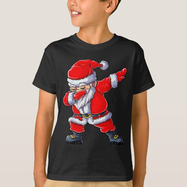 Camiseta Dabbing Santa Claus Christmas Boys Men Funny Xmas  (Anverso)