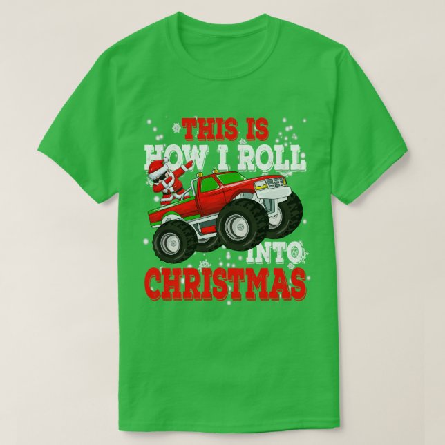 Camiseta Dabbing Santa Claus Monster Truck Niños Navidades  (Diseño del anverso)