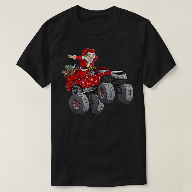 Camiseta Dabbing Santa Claus Monstruo Camión Niños niños (Diseño del anverso)