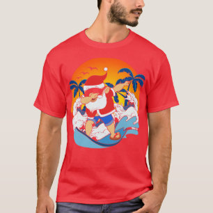 Camiseta Dabbing Santa Claus Surfing Funny Christine Hawaii