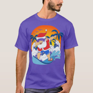 Camiseta Dabbing Santa Claus Surfing Funny Christine Hawaii