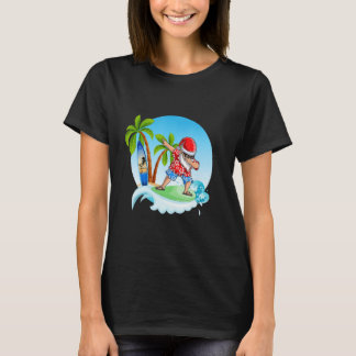 Camiseta Dabbing Santa Claus Surfing Summer Christmas In Ju