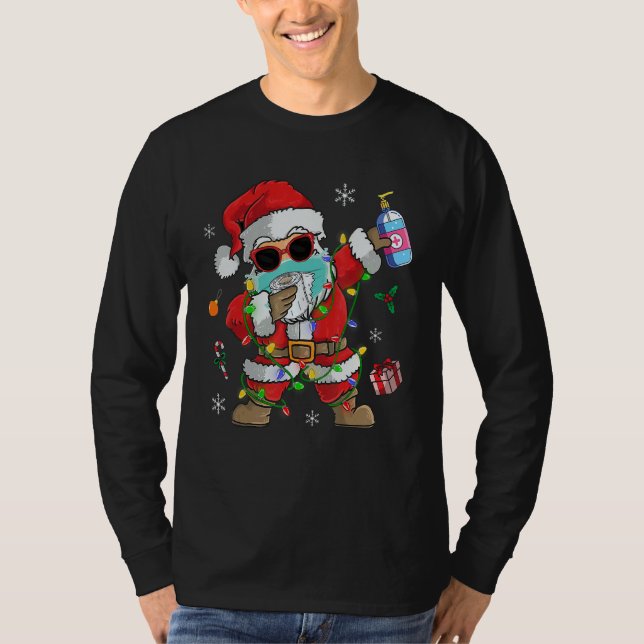 Camiseta Dabbing Santa Claus With Christmas Light Merry Chr (Anverso)