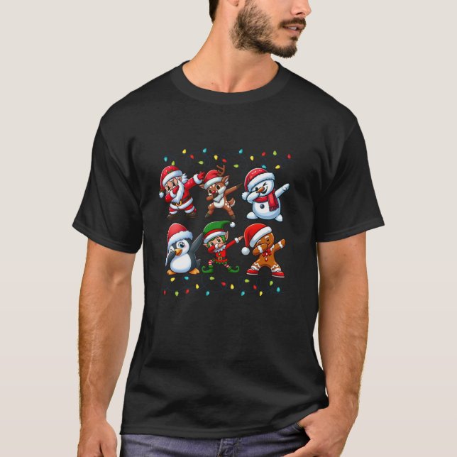 Camiseta Dabbing Santa Elf Christmas Squad Boys Girls Holid (Anverso)