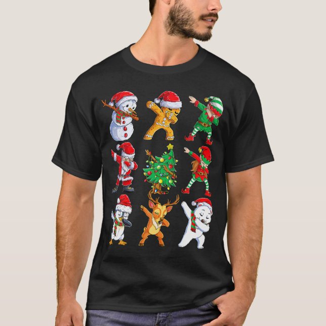 Camiseta Dabbing Santa Elf Friends Christmas (Anverso)