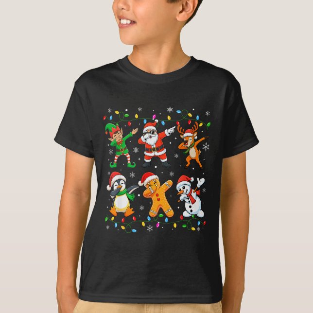 Camiseta Dabbing Santa Elf Friends Christmas Boys Girls Men (Anverso)