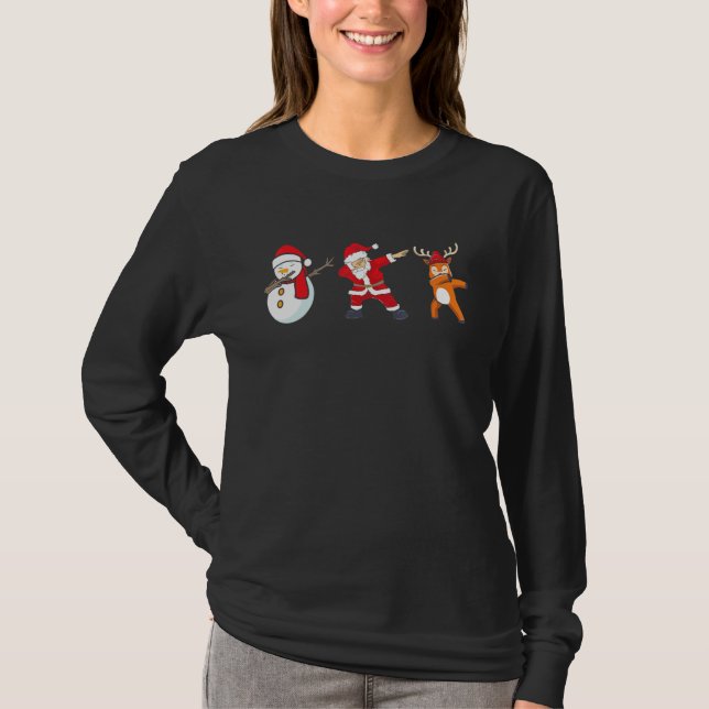 Camiseta Dabbing Santa Elf Friends Christmas Boys Girls Men (Anverso)