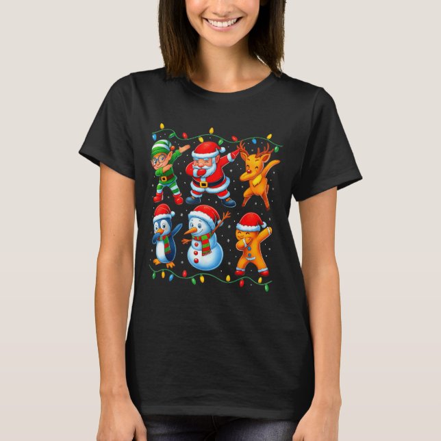 Camiseta Dabbing Santa Elf Friends Christmas Boys Girls Men (Anverso)