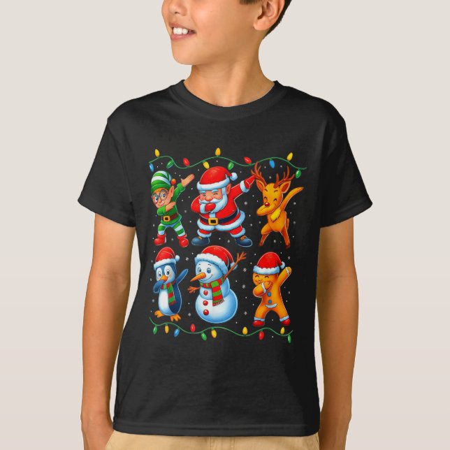 Camiseta Dabbing Santa Elf Friends Christmas Boys Girls Men (Anverso)