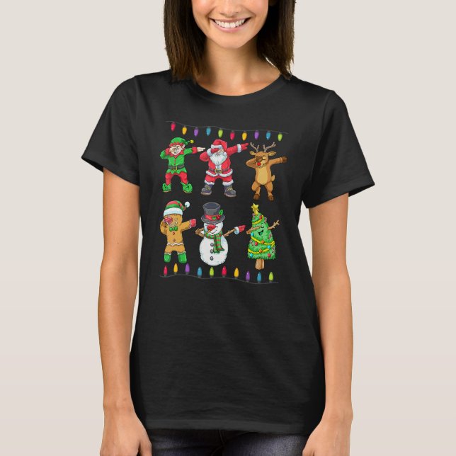 Camiseta Dabbing Santa Elf Friends Christmas Boys Men  Xmas (Anverso)