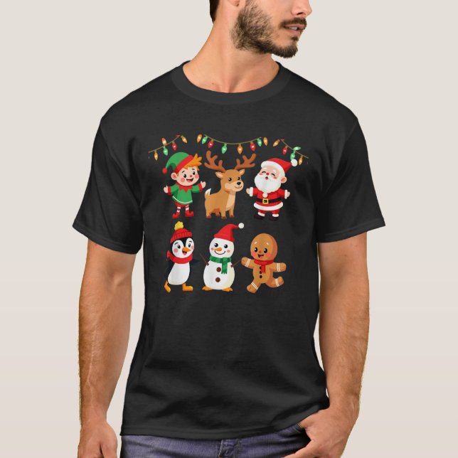 Camiseta Dabbing Santa Elf Friends Christmas Squad Pajama  (Anverso)