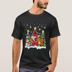 Camiseta Dabbing Santa Elf Friends Leopard Plaid Trees Navi