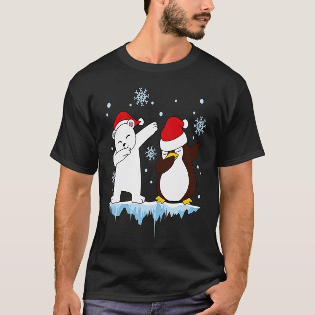 Camiseta Dabbing Santa Elf Graphic Polarbear and Penguin Da (Anverso)