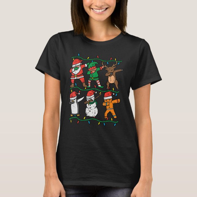 Camiseta Dabbing Santa Elf Penguin Xmas Christmas Boys Kids (Anverso)