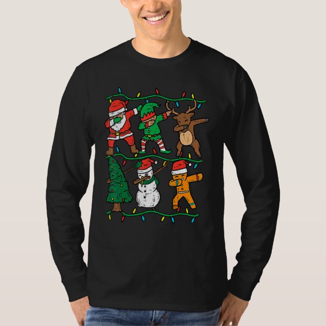 Camiseta Dabbing Santa Elf Reindeer Dab Xmas PJs Christmas  (Anverso)