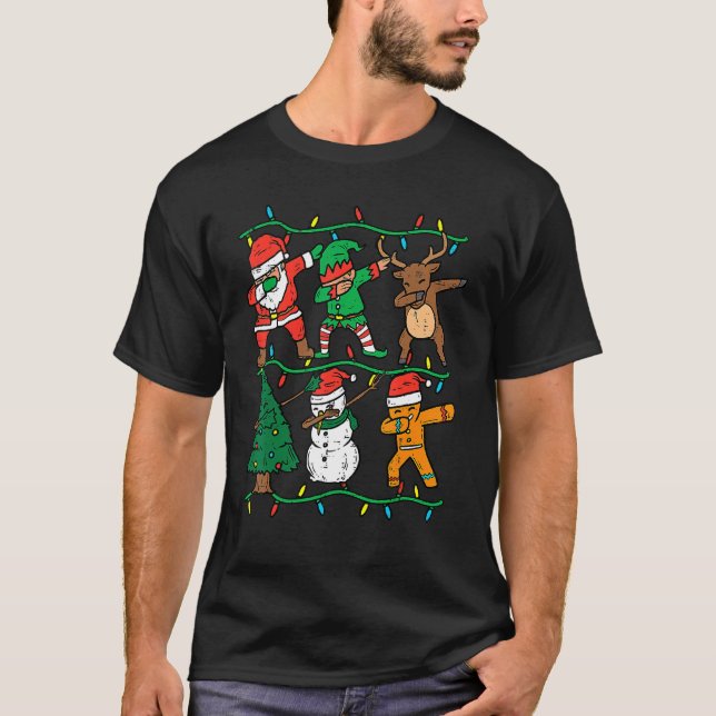 Camiseta Dabbing Santa Elf Reindeer Dab Xmas PJs Christmas  (Anverso)