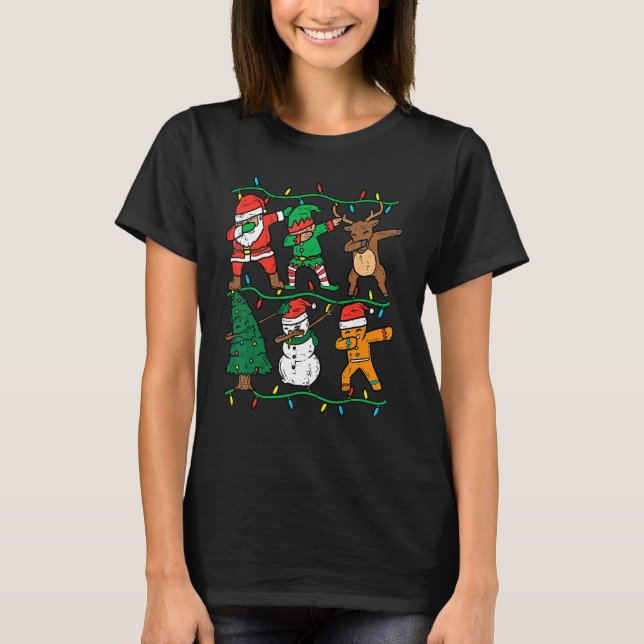 Camiseta Dabbing Santa Elf Reindeer Dab Xmas PJs Christmas  (Anverso)