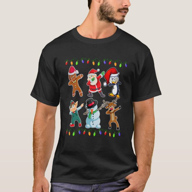 Camiseta Dabbing Santa Elf Reindeer Gingerbread Pingüino Xm (Anverso)