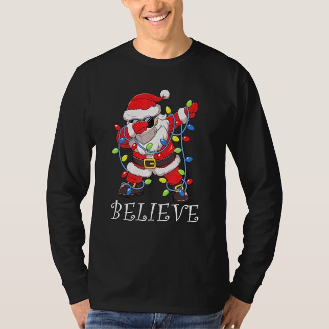 Camiseta Dabbing Santa Facemask Gafas de sol Garland Believ (Anverso)