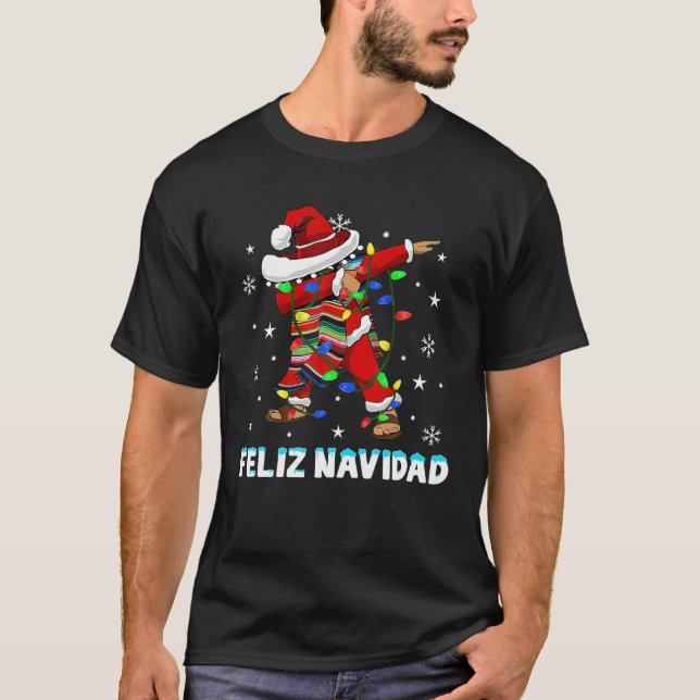 Camiseta Dabbing Santa Feliz Navidad Mexican Spanish Christ (Anverso)