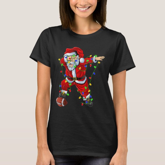Camiseta Dabbing Santa Football Christmas Lights Srty Playe (Anverso)