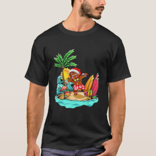 Camiseta Dabbing Santa Gingerbread Flamingo En La Playa Ver