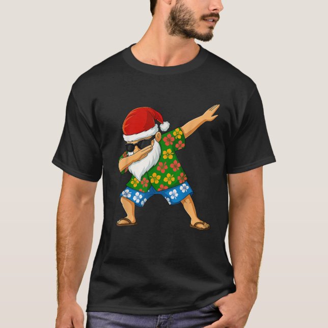 Camiseta Dabbing Santa Hawaiian Beach Outfit Summer Christm (Anverso)