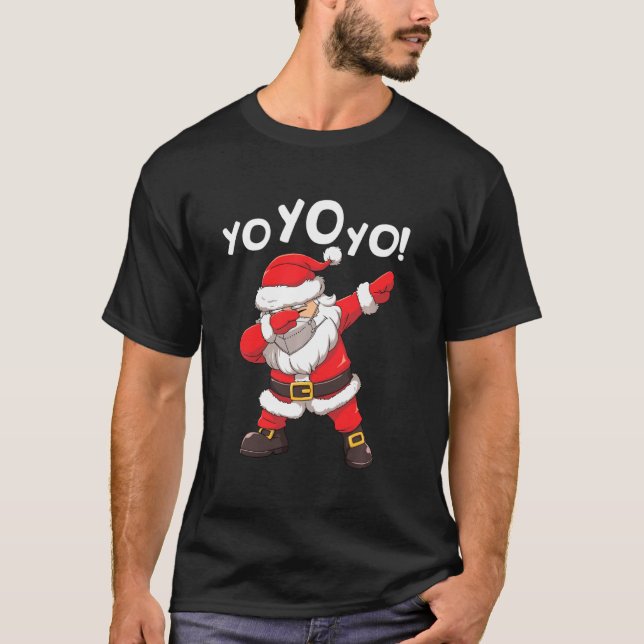 Camiseta Dabbing Santa In Face Mask Yo Yo Yo Funny Christma (Anverso)