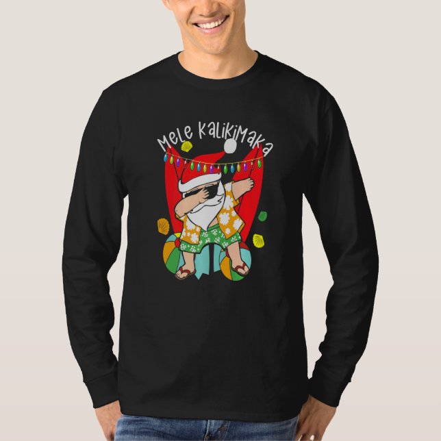 Camiseta Dabbing Santa Mele Kalikimaka Feliz Navidad Hawa (Anverso)