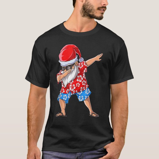 Camiseta Dabbing Santa Navidades En Julio Hombres Hawa Trop (Anverso)
