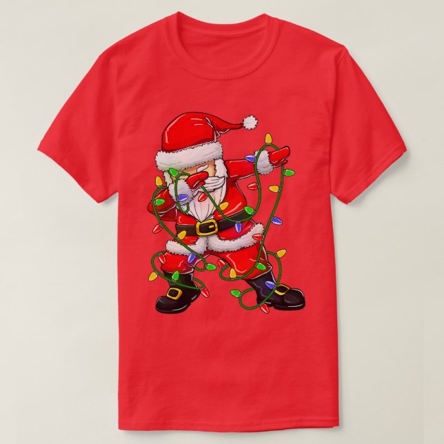 Camiseta Dabbing Santa para niños Chicas luz de árbol de Na (Diseño del anverso)