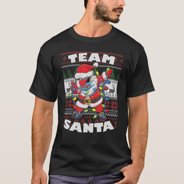 Camiseta Dabbing Santa Quarantine Ugly Navidades Garland Te (Anverso)