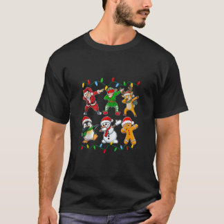 Camiseta Dabbing Santa Reindeer Elf Snowman Friends Christm