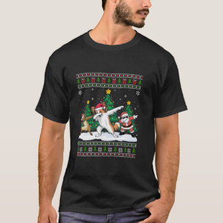 Camiseta Dabbing Santa Reindeer Papillon Dog Tree Ilumina U