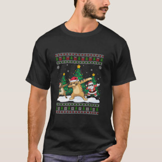 Camiseta Dabbing Santa Reindeer Savannah Cat Tree ilumina U